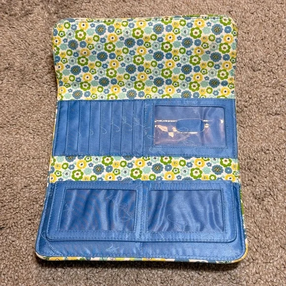 Vera Bradley Blue and Green Floral Tri fold Wallet with Magnetic Closure - Picture 3 of 6
